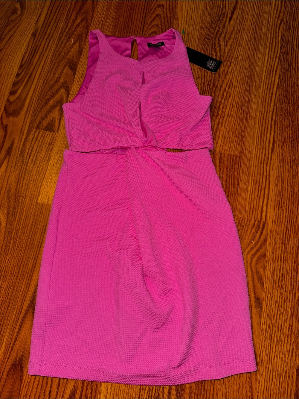 wild fable Hot Pink Textured Sleeveless Mini Dress with Front Cutout
